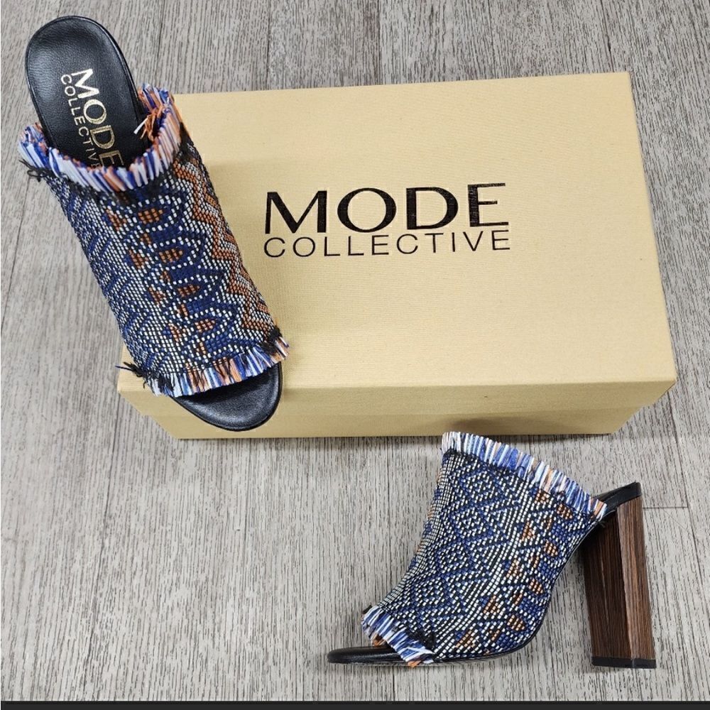 NEW THE MODE COLLECTIVE SANDSTONE HIGH HEEL MULES